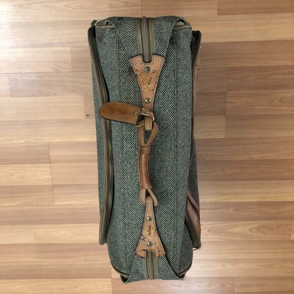 HARTMANN Vtg Tweed Leather Rolling Carry On Luggage Garment Bag Suitcase 24x22 - Picture 6 of 16